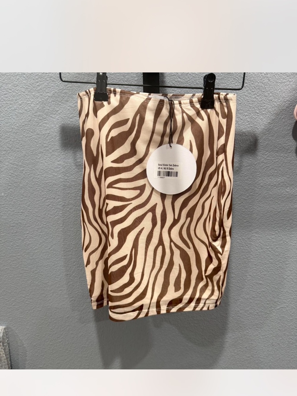 Princess Polly Zebra Print Crop Top Mini Skirt 2 Piece Set Brown NWT 4 - Picture 7 of 8
